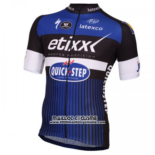 2016 Maillot Ciclismo Etixx Quick Step Blanc et Bleu Manches Courtes et Cuissard